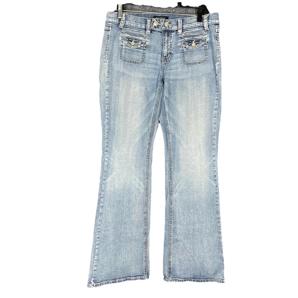 White House Black Market Bootcut Jean Women 10R Blue Flare Denim Retro Boho Chic